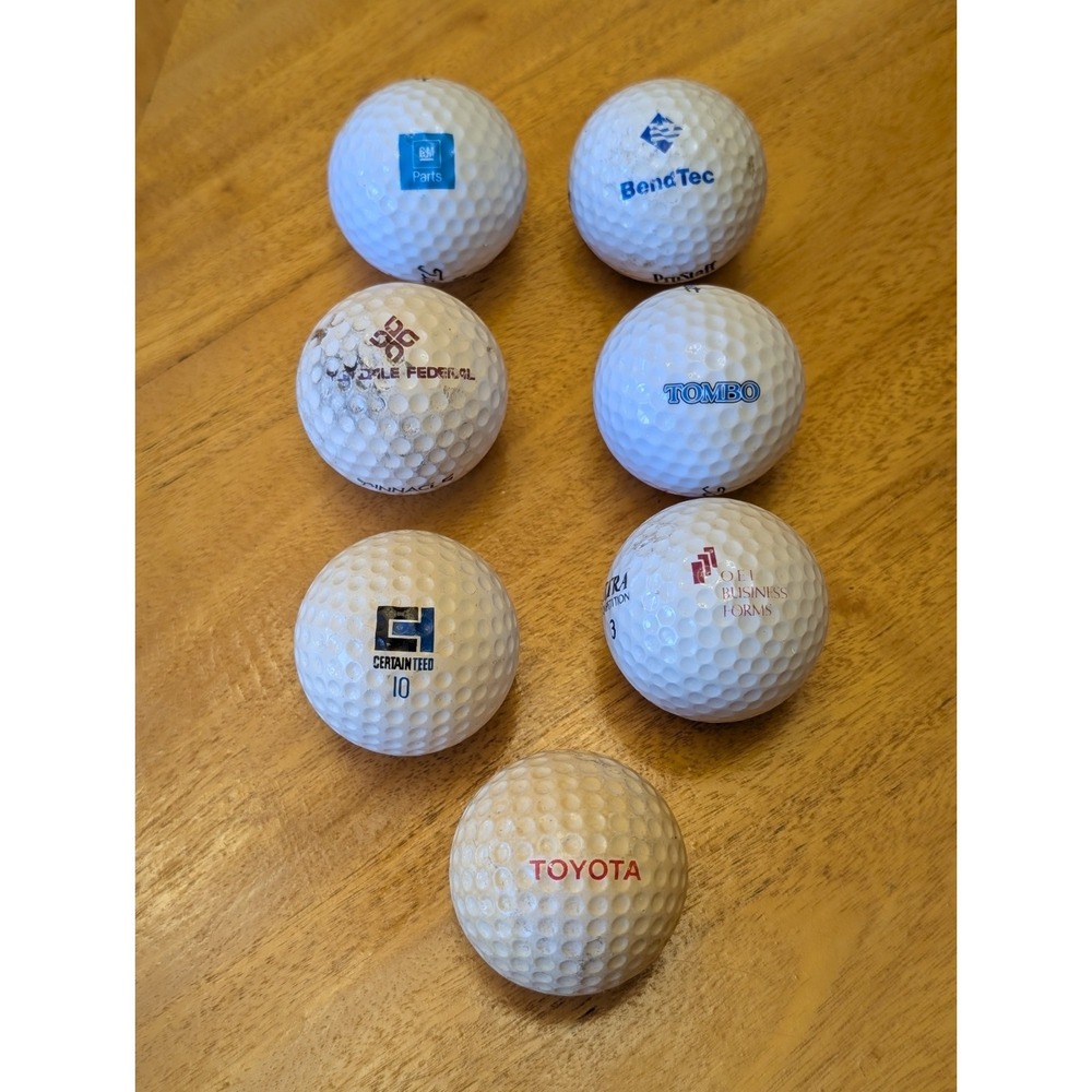 Vintage Promo Golf Balls Lot Of 7 Paris BondTec Tombo OEI CertainTeed Toyota PGA